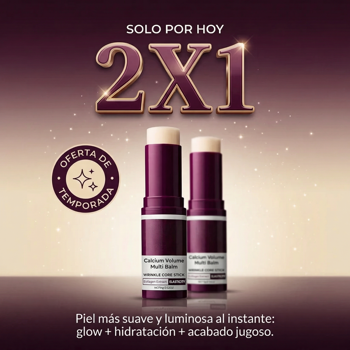 Bálsamo en barra de la marca My Store para aumentar el volumen de calcio, con textura sólida y presentación en barra.