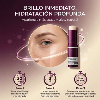 Bálsamo en barra para aumentar el volumen de calcio, con envase y textura visible, de la marca My Store
