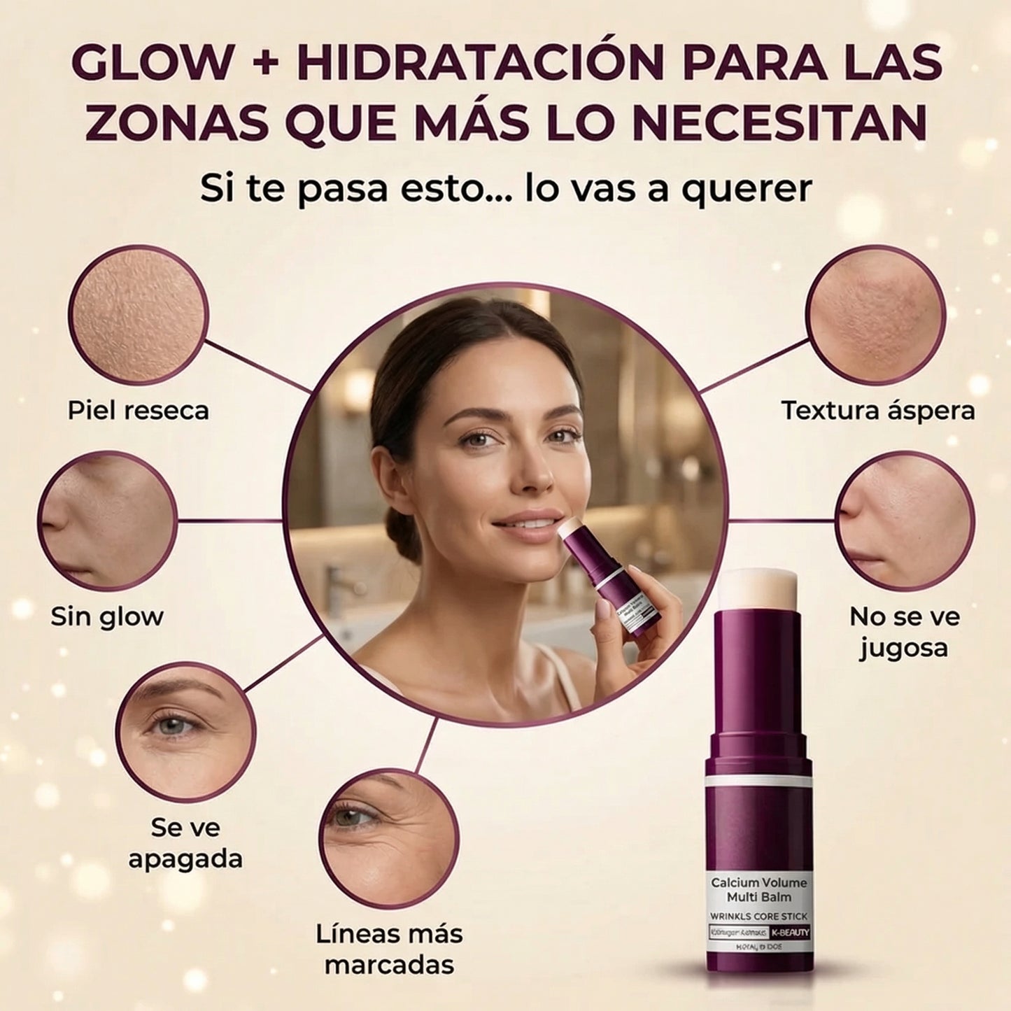 Bálsamo en barra de la marca My Store para aumentar el volumen de calcio, mostrando el envase del producto.