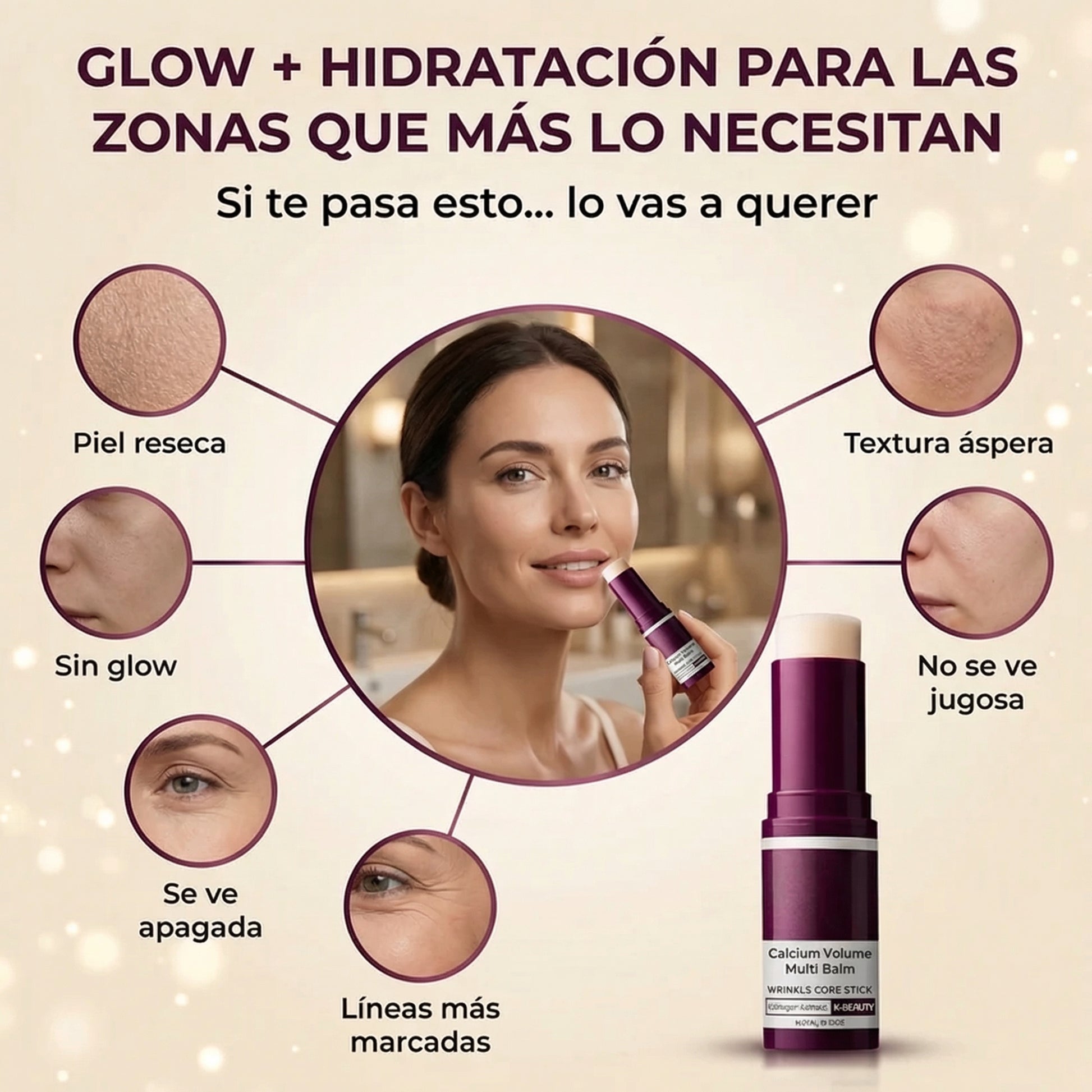 Bálsamo en barra de la marca My Store para aumentar el volumen de calcio, mostrando el envase del producto.